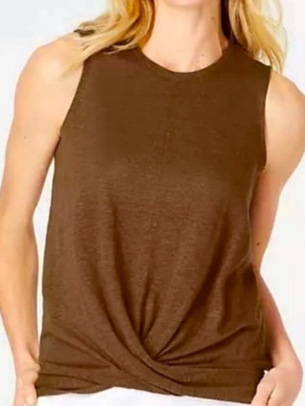 J. Jill Womens Love Linen Tank Top Sleeveless Twist Knot Hem M